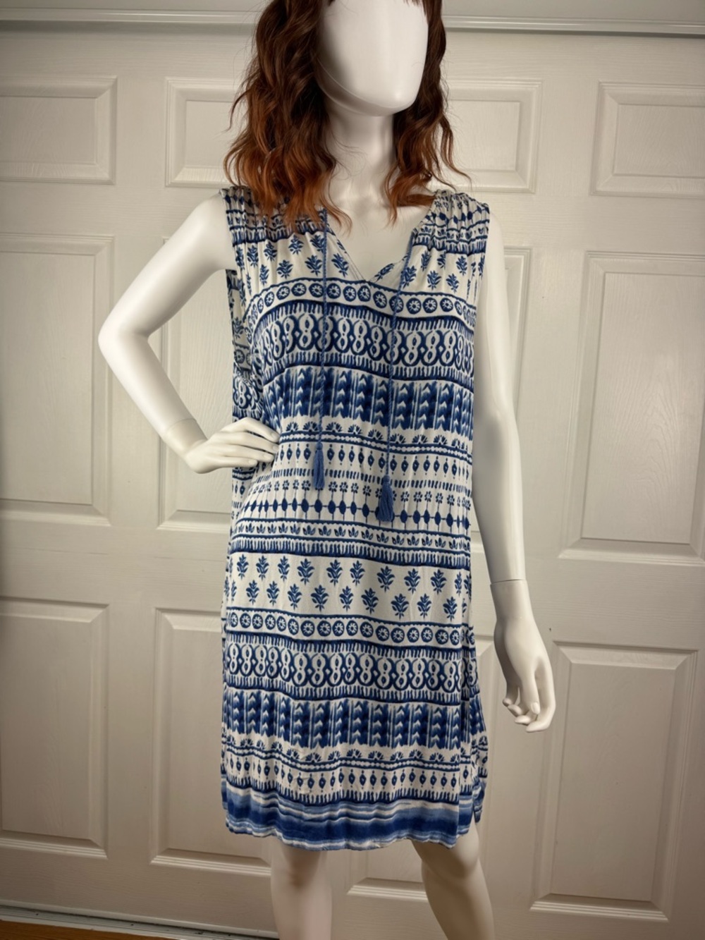 beachlunchlounge Blue & White Printed Casual Dress